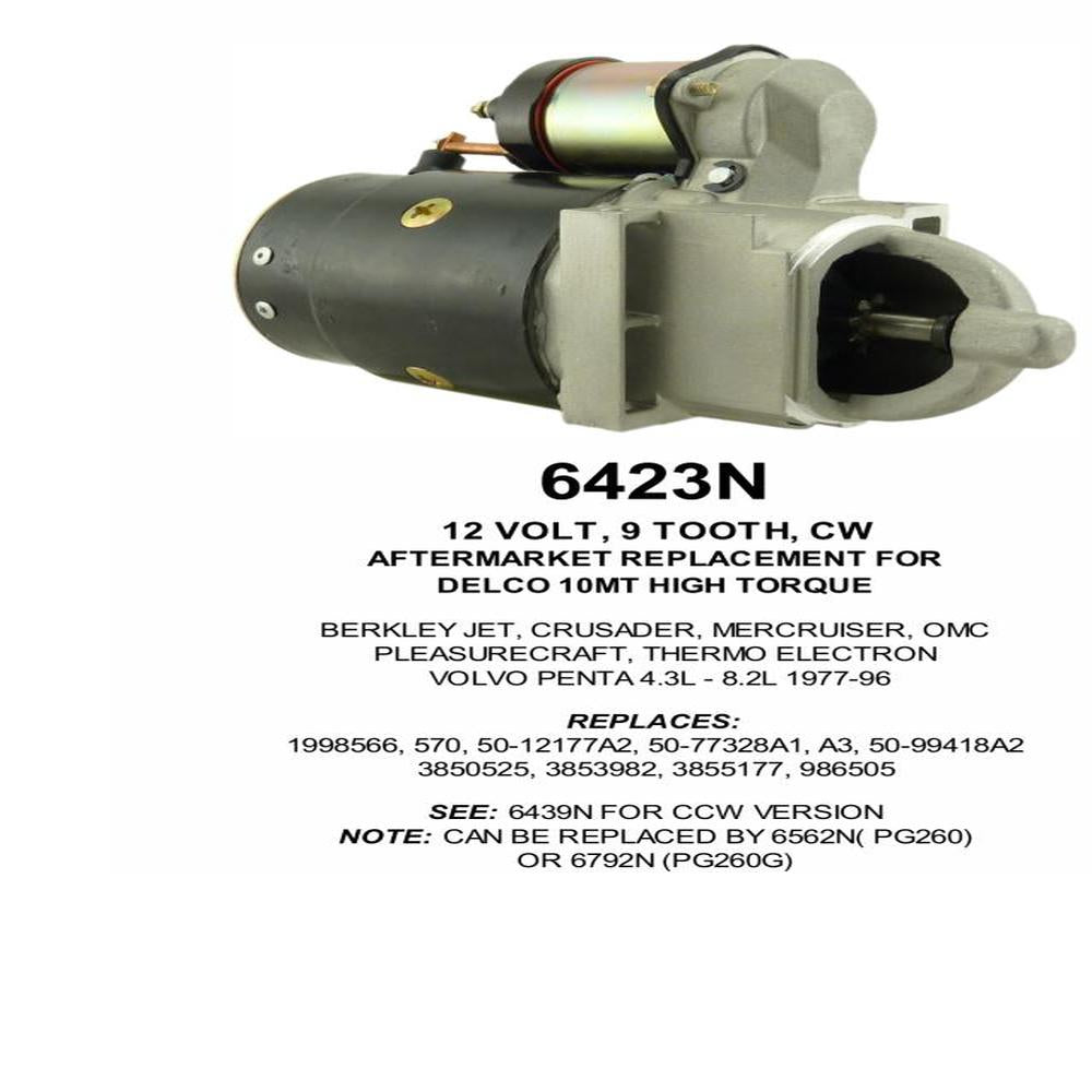 Starter — 10MT-HT 9T CW MARINE Fits Mercruiser Replaces ROM6423N-USA