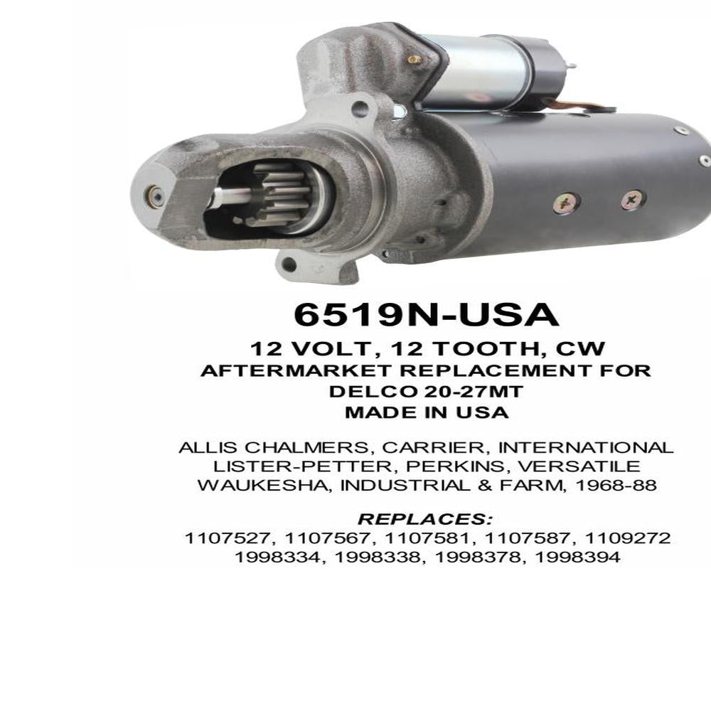 Starter — 27MT 12V 12T CW F/L Fits Carrier Transicold Replaces 30-00151-00