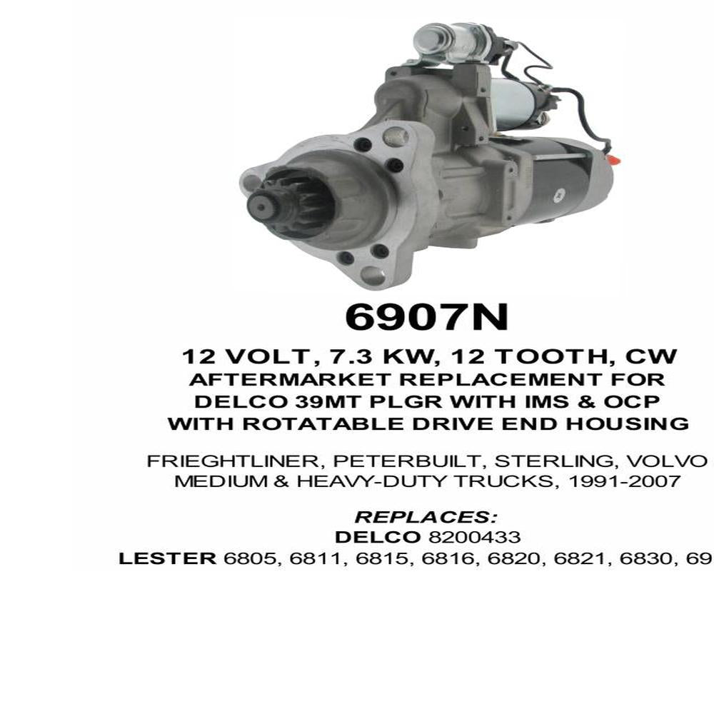 Starter — 39MT 12V 12T 45mm KIT Fits Volvo Replaces ROM6907N-USA