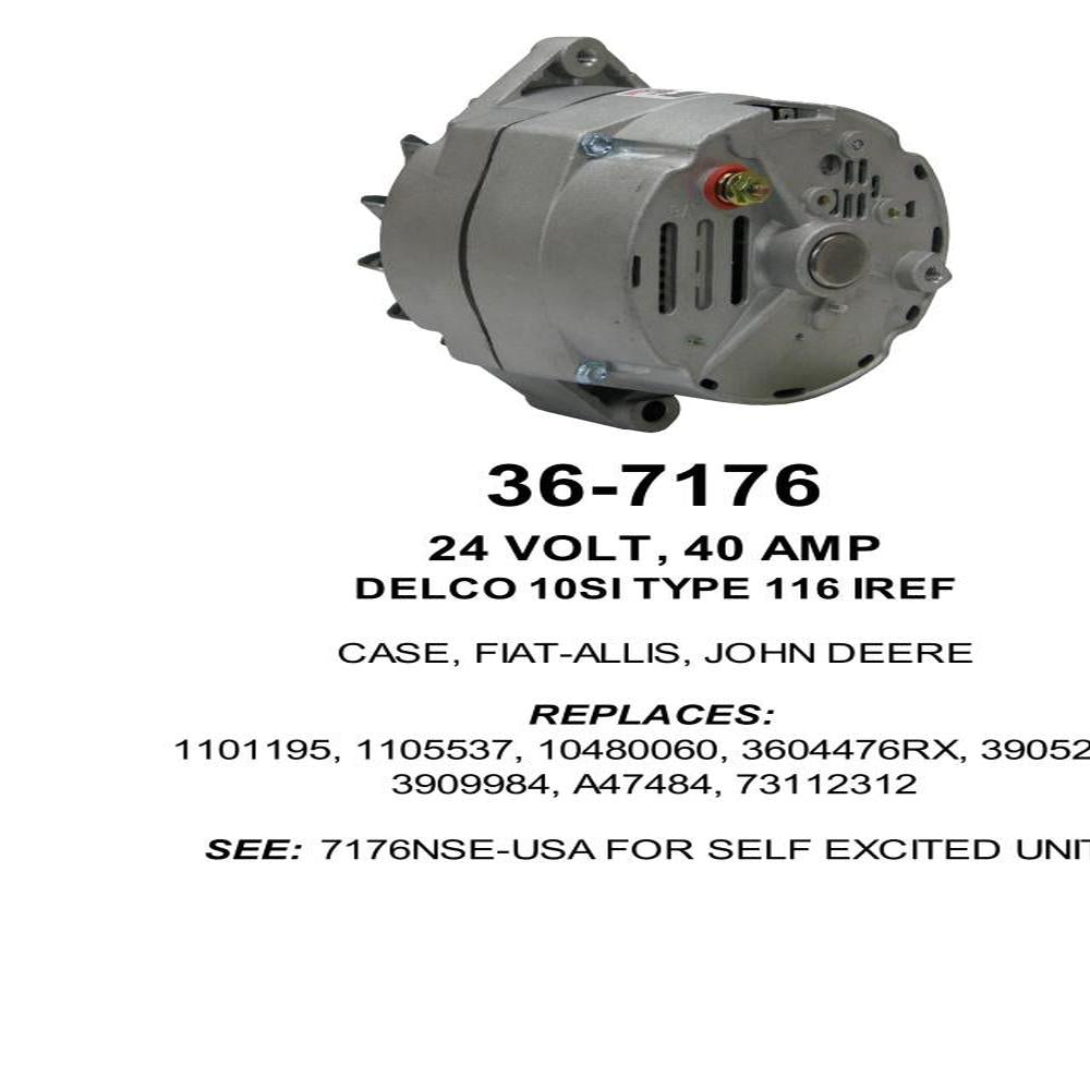 Alternator — DELCO 10SI-116 24V 40A SE Fits Allis Chalmers