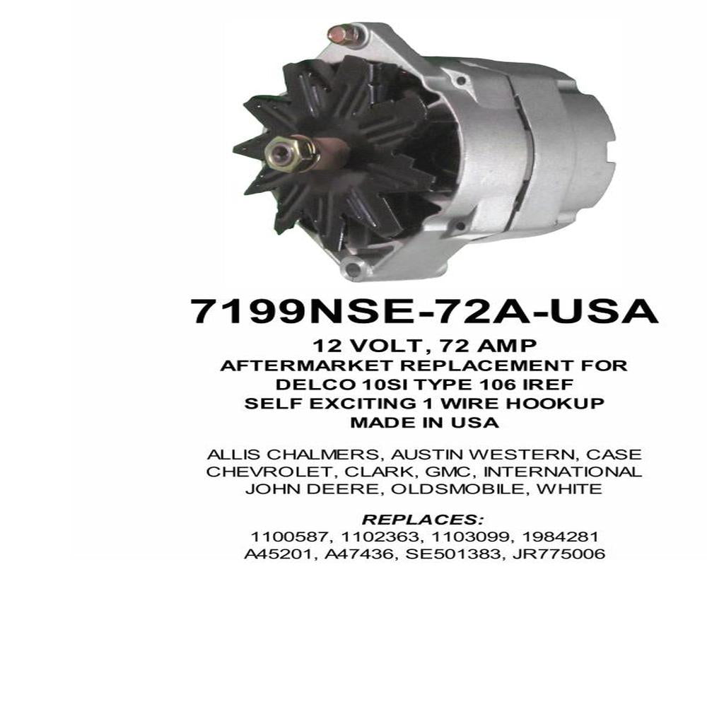 Alternator — " 10SI 12V 72A ""R"" TERM" Fits Chevrolet Replaces ROM7199N-USA