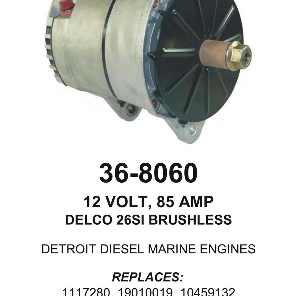 Alternator — 25SI/26SI 12V 75A Fits Detroit Diesel Replaces R0459132R0459136