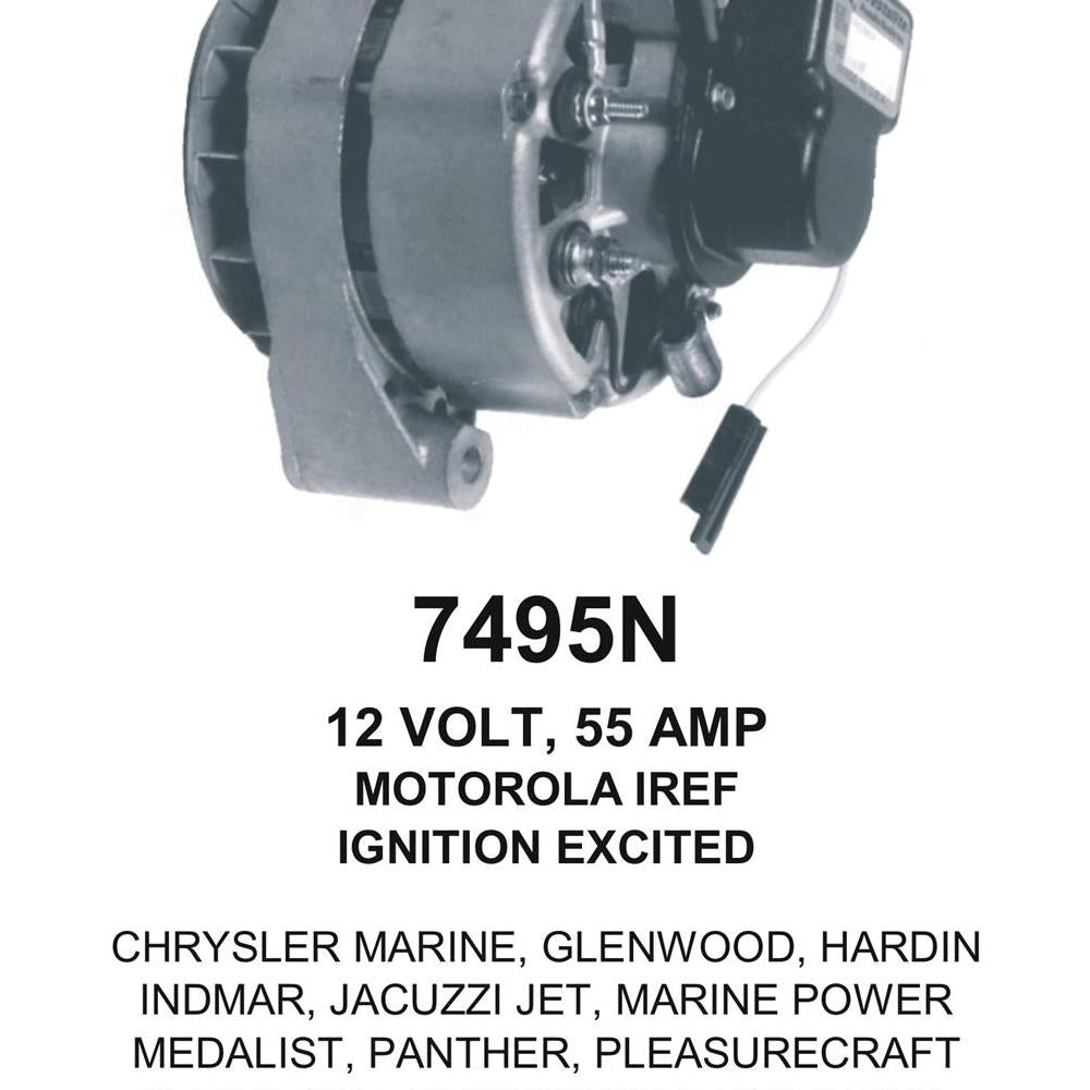 Alternator — MOT IREF 12V 51A MARINE Fits Glenwood Replaces ROM7495N-USA