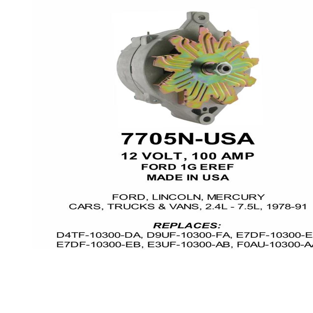 Alternator — FORD 12V 100A 12:00 Fits Mercury Replaces ROM7705N-USA