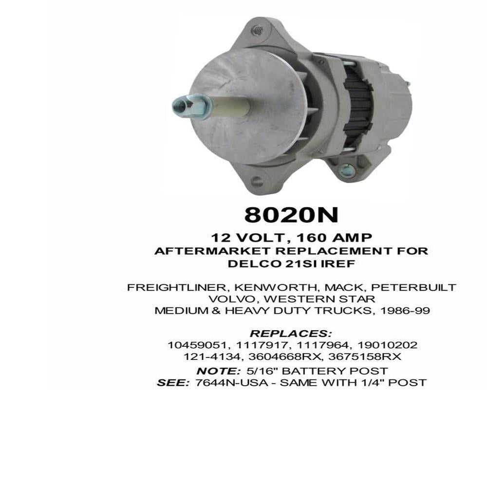 Alternator — 21SI 12V 200A 5/16 B+ Fits International Replaces ROM8020N-USA