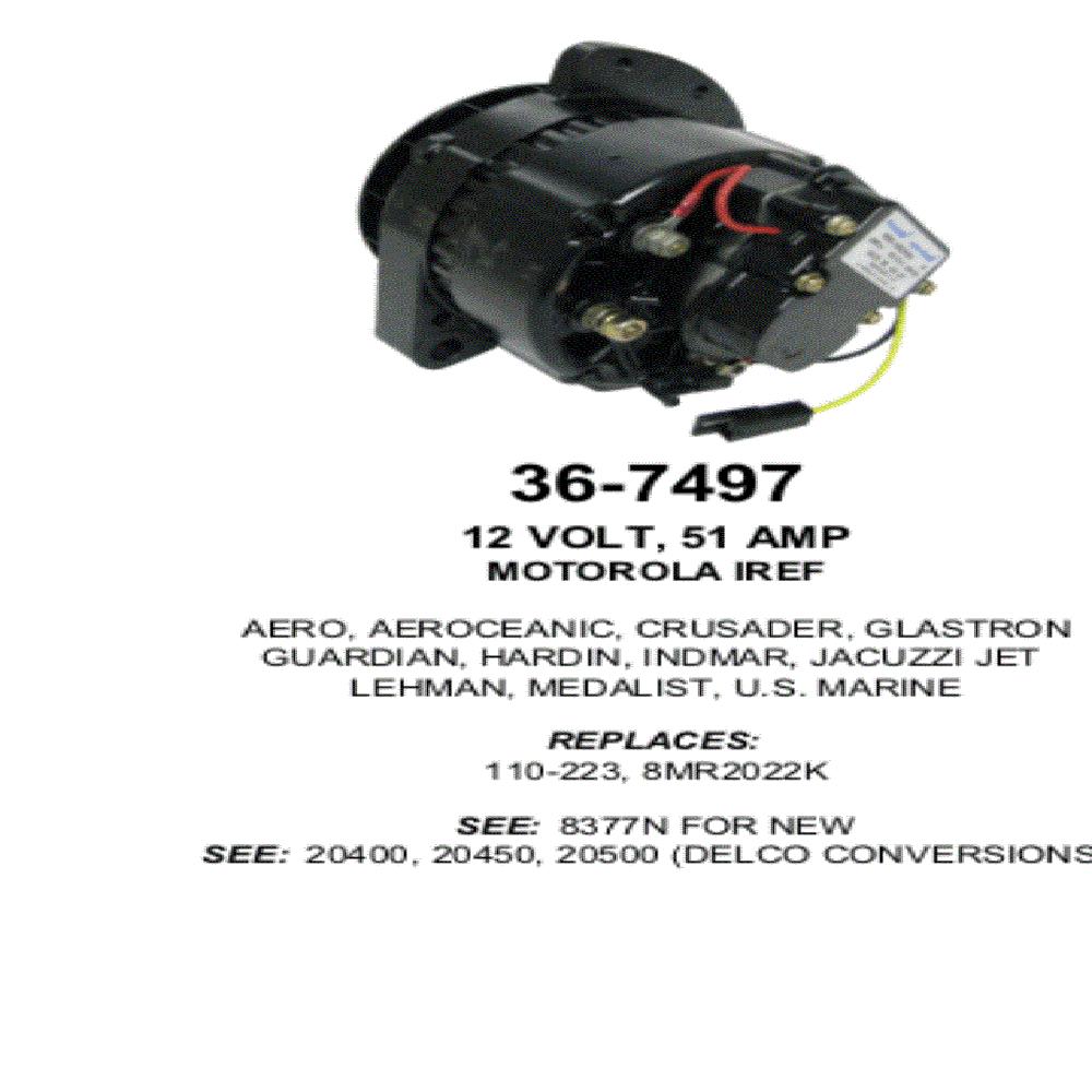 Alternator — MOT IREF 12V 51A MARINE Fits New Holland Replaces 86536918