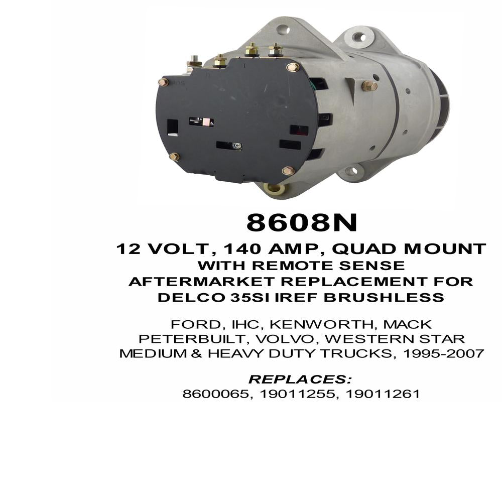 Alternator — 35SI HP 12V 140A Fits Peterbilt Replaces ROM8608N-USA