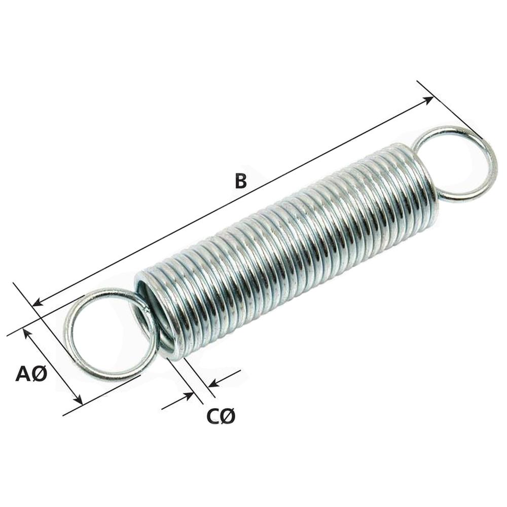 S.11094 Tension Spring, Spring mm15mm, Wire 1.25mm, Length: 90mm.