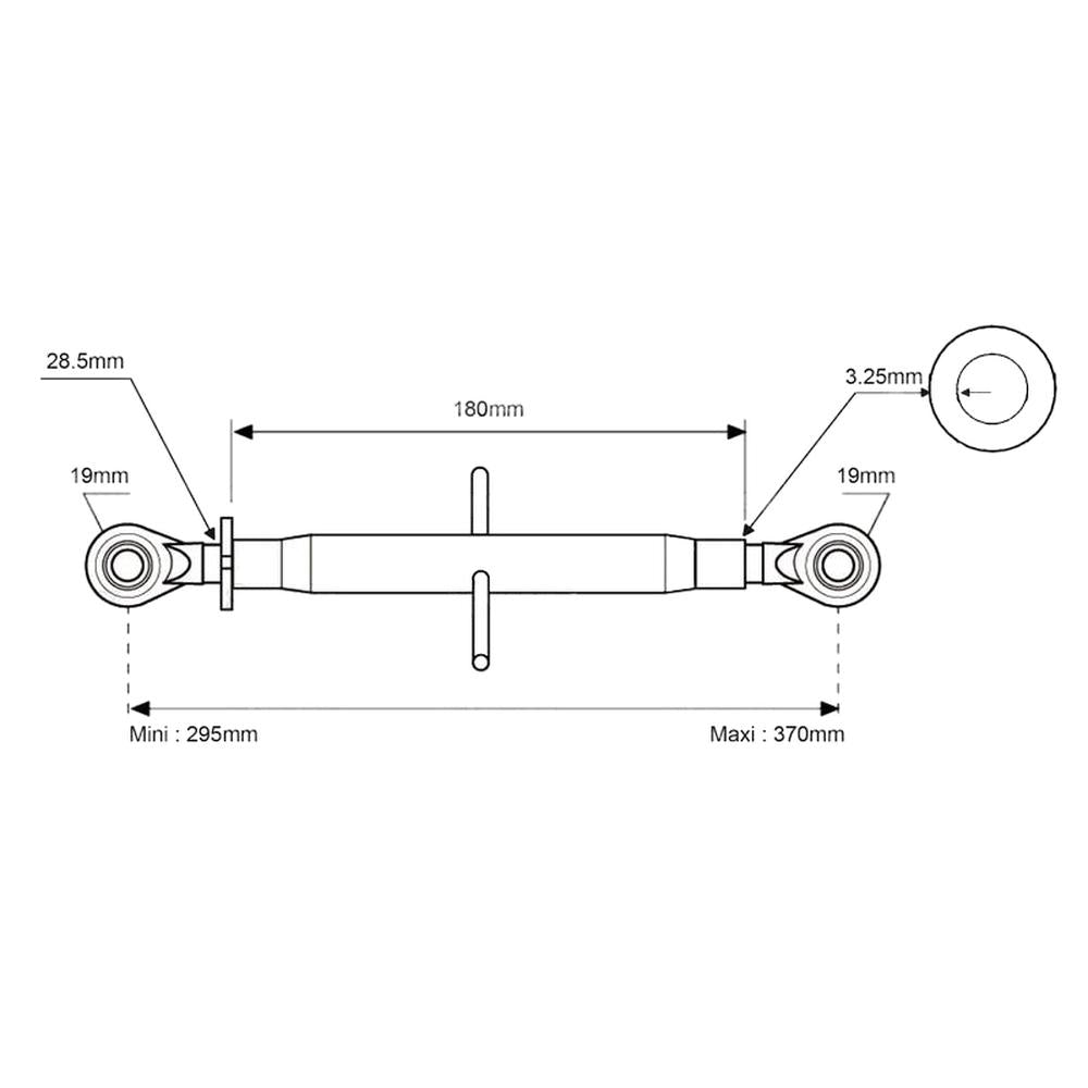 S.15502 Top Link Standard Duty (Fits CAT.1/1) Ball and Ball, Min mm: 290mm.