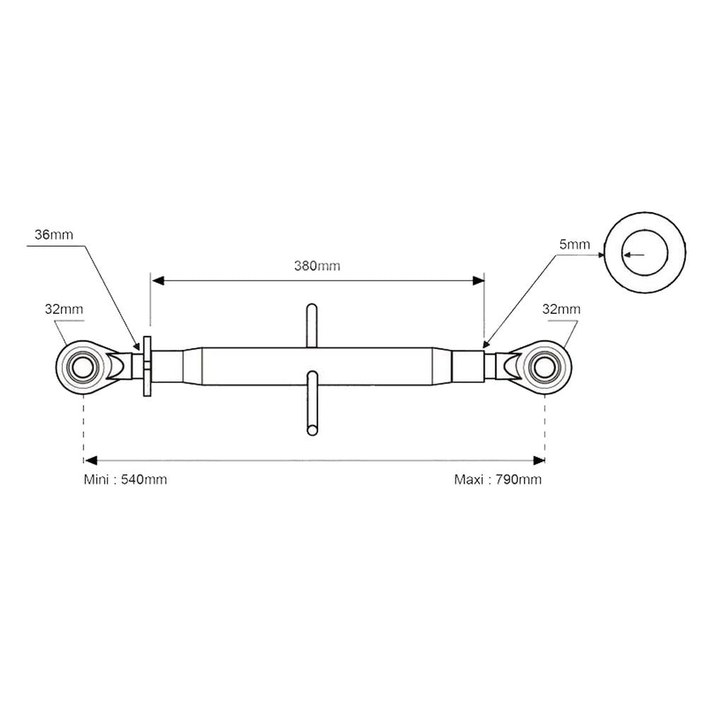 S.16840 Top Link Superlink (Fits CAT.3/3) Ball and Ball, Min mm 540 Fits White O
