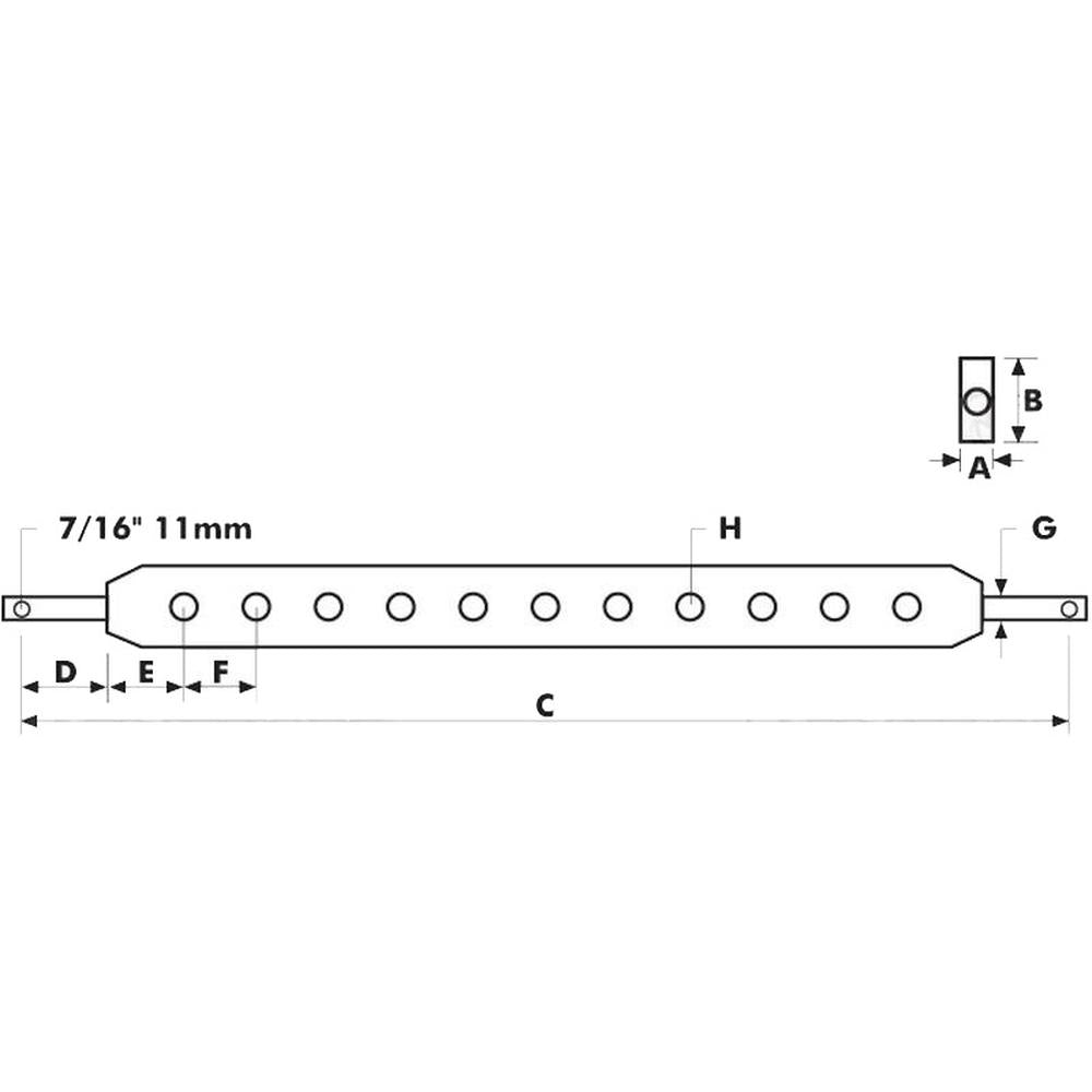 S.49123 Linkage Drawbar (Fits CAT. 1) No. holes: 5, 520mm