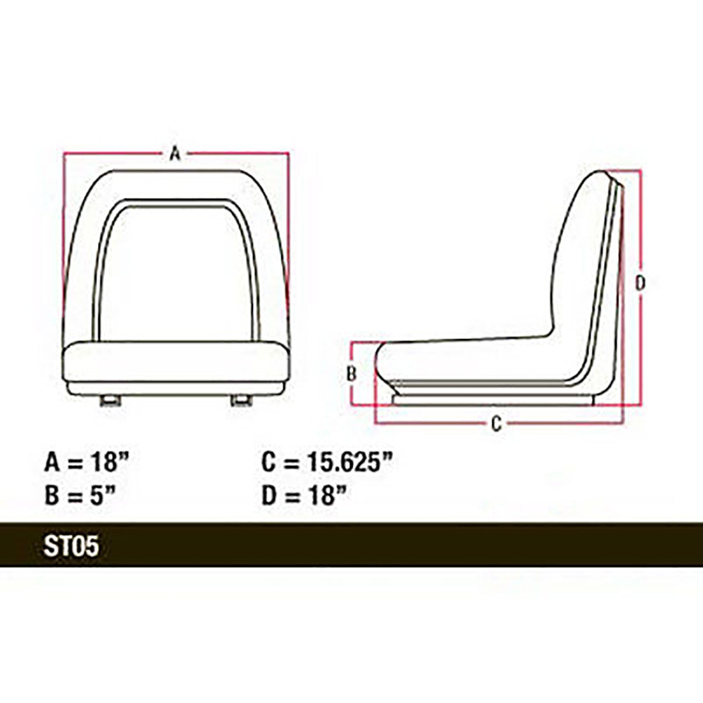 Universal Yellow Michigan Style Deluxe Cushion Seat w/ Slide Track TMS111YL