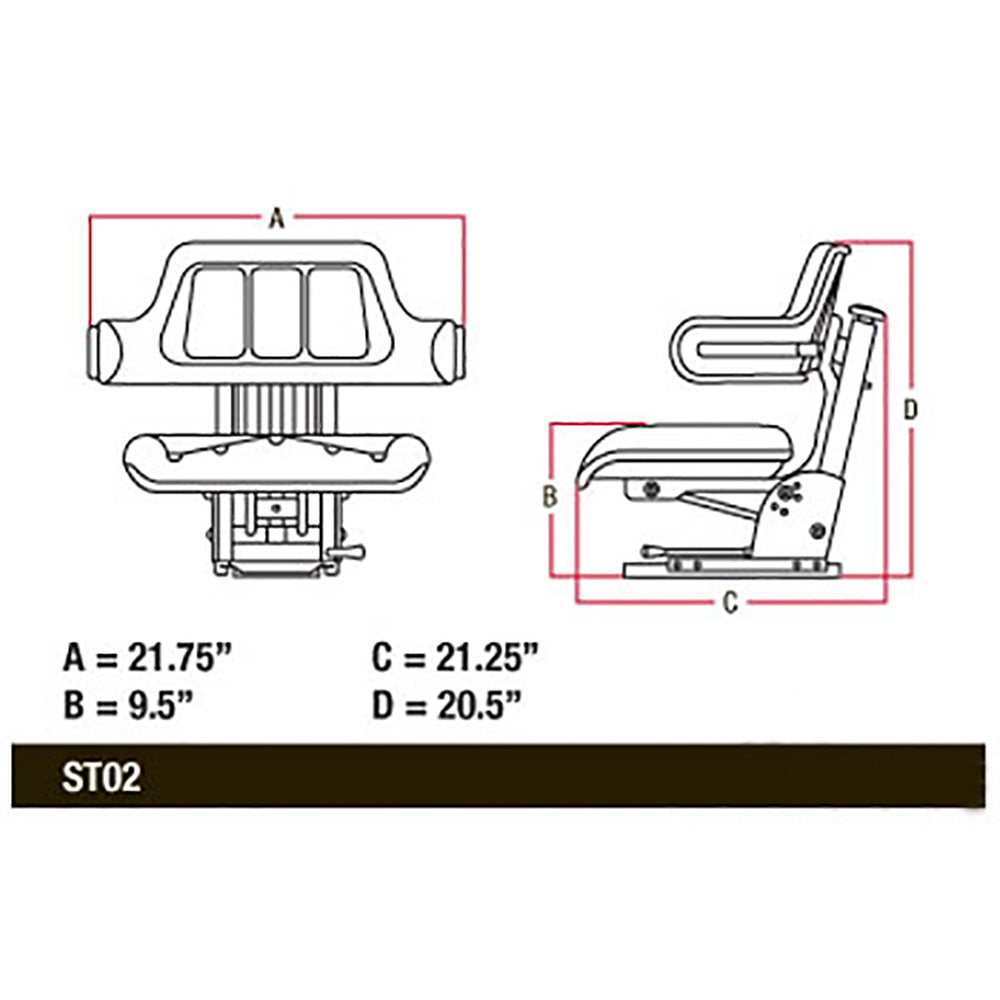Yellow Seat w/ Arms TY24763 Fits John Deere 2020 2030 2040 2040S 2120