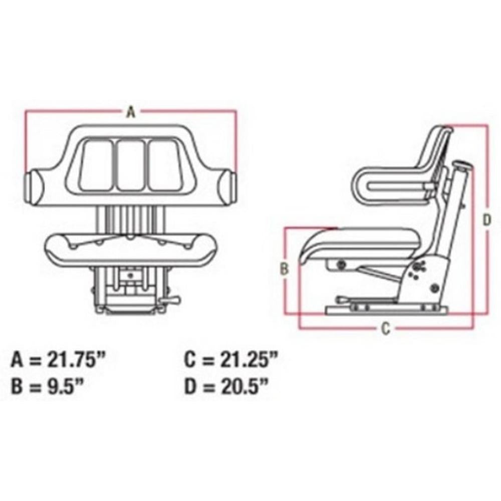 Suspension Wrap Around Seat Replaces W222YL Fits John Deere 1020 1640 3130 3140