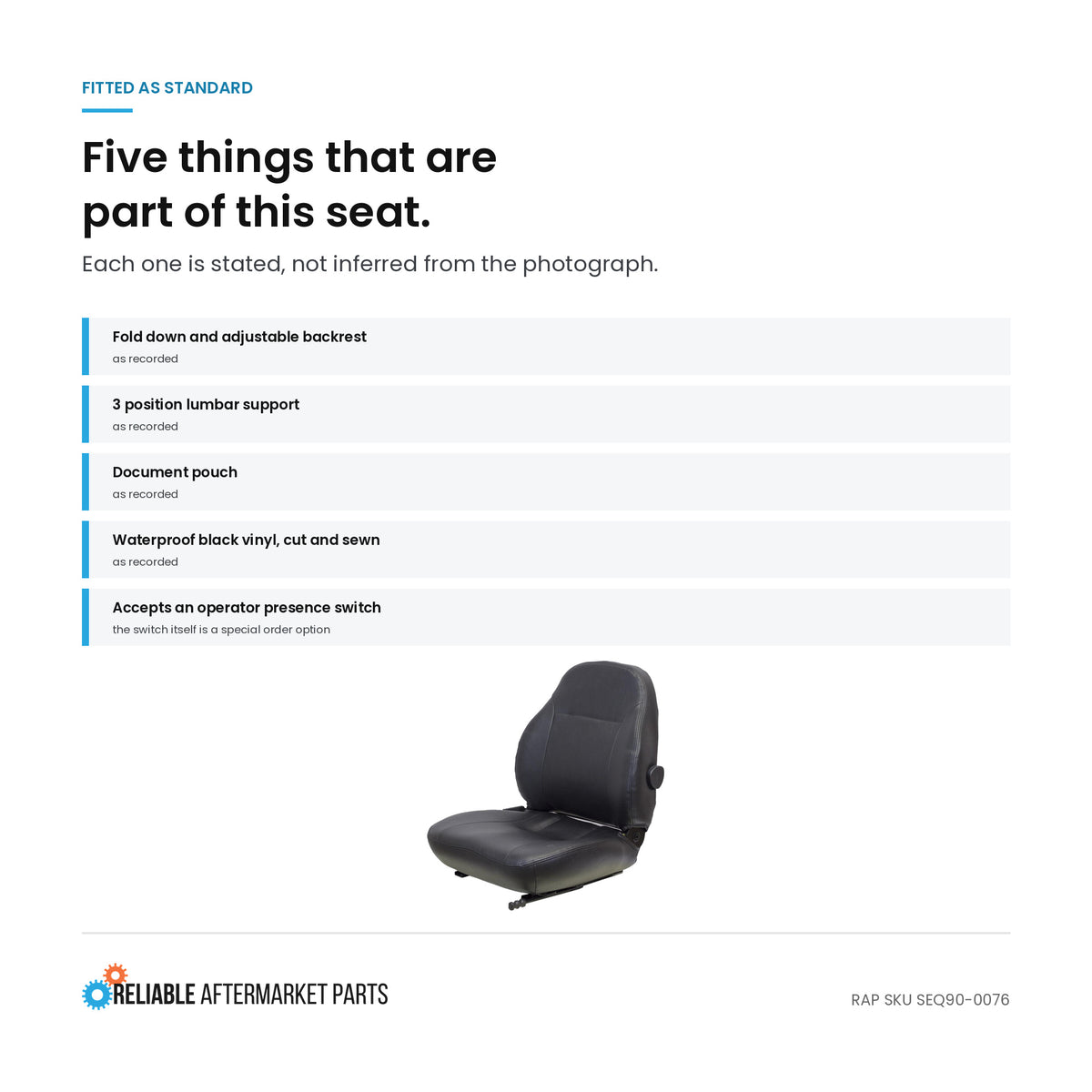 DOZER SEAT Fits John Deere - FITS VARIOUS MODELS #S2