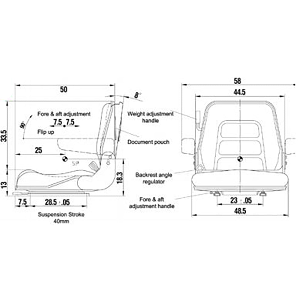 CTP906A Seat With Armrest Fits Caterpillar