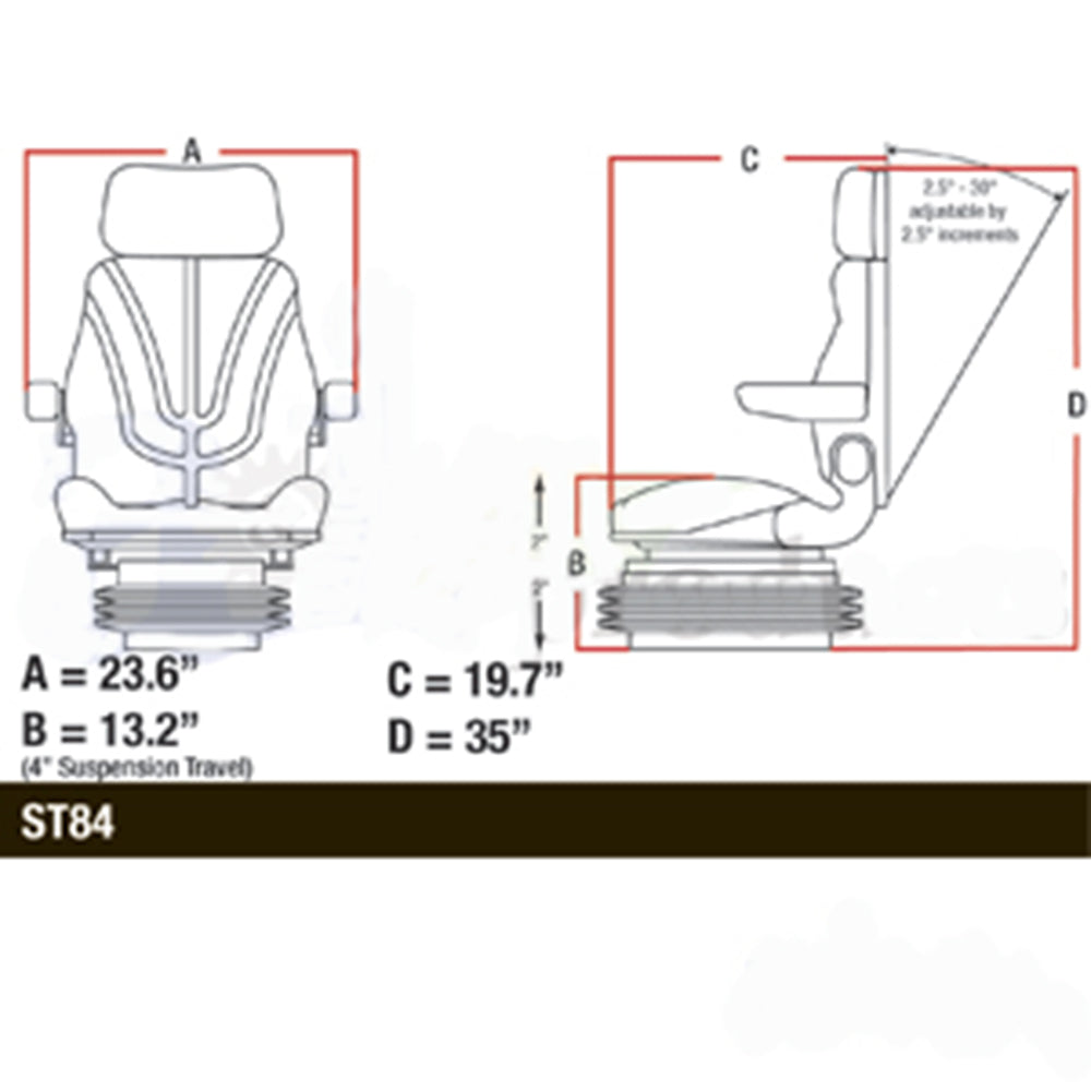 F10M200 Black Mechanical Seat Fits John Deere Fits JD Tractor RT95 6060 6080 700