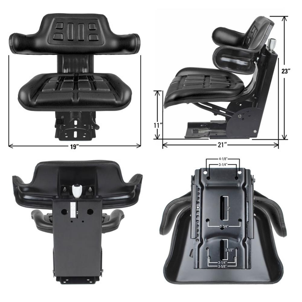 Black Universal Waffle Suspension Seat Fits Ford/New Holland 5100 Tractor
