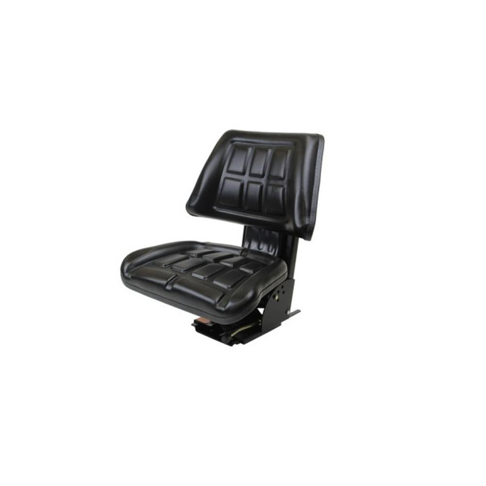 Black Tractor Seat Backrest Base & Slide Track Steel/PVC Compact Mower Seating
