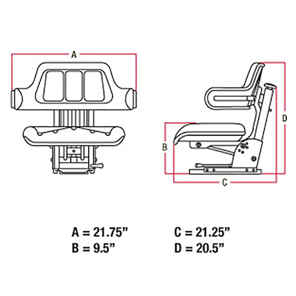 W333YL Universal Yellow Vinyl Seat Fits John Deere Models 1020 1030 1040 820 830