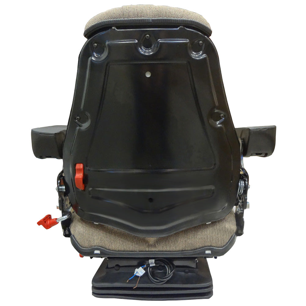 FAA1220 Tractor Seat Assembly Air Ride Head Rest Armrests Lumbar Brown Fabric