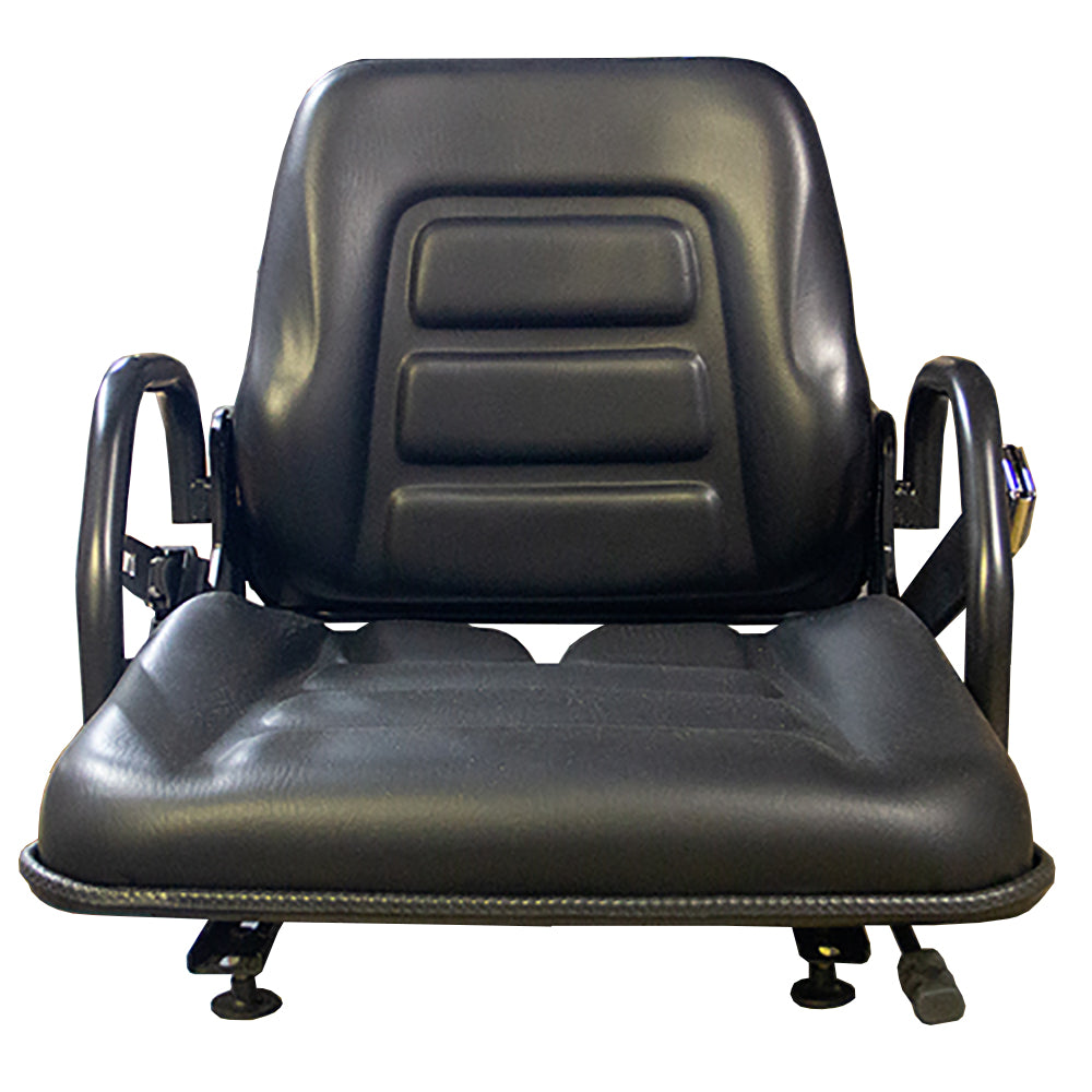 Black Vinyl Seat with Fold-Down Back Cushion 355202BK Fits ZTRs Forklifts & More