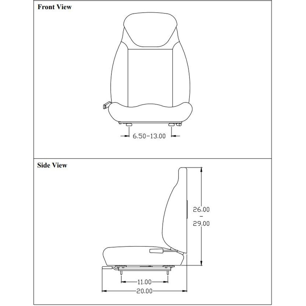 Gray Seat w/armrests Fits AGCO Fits Allis Tractors, Fits Case, Fits JD