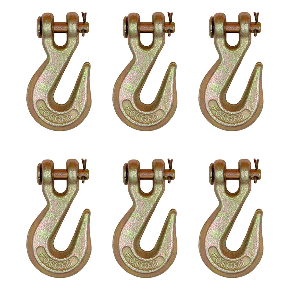 6x 5/16" Clevis Grab Hook Chain Lever Ratch Binder Flatbed Truck Hooks Cargo Tow