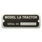 Antique Tractor Restoration Emblem ID Tag with Rivets Fits John Deere Model LA