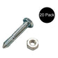 Qty 20: Shear Pin with Nut, 1-7/16" x 1/4" Fits Jacobsen Replaces 342449