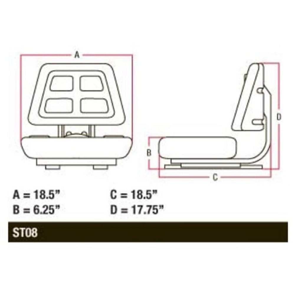 T110BL Black Universal Tractor Seat with Trapezoidal Back Trapezoid