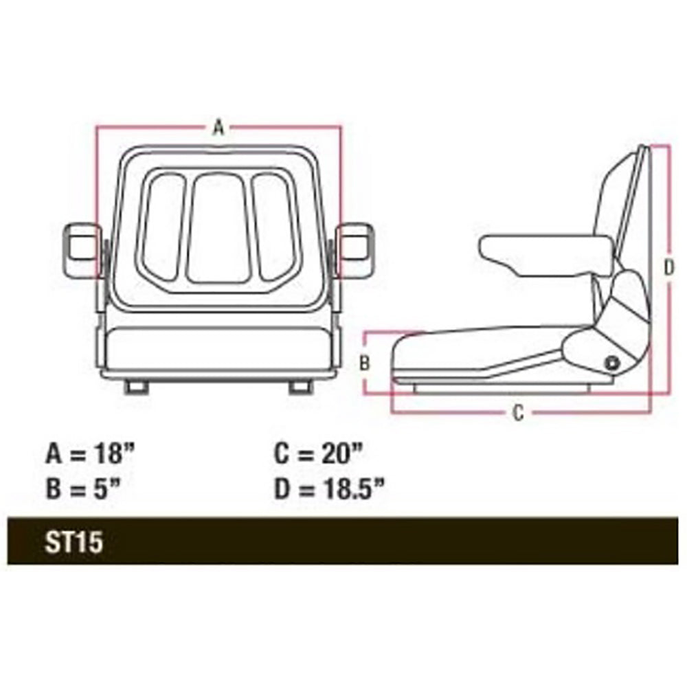 Universal Backhoe Dozer Skid Loader Tractor Adj Seat Track Gray T500GY
