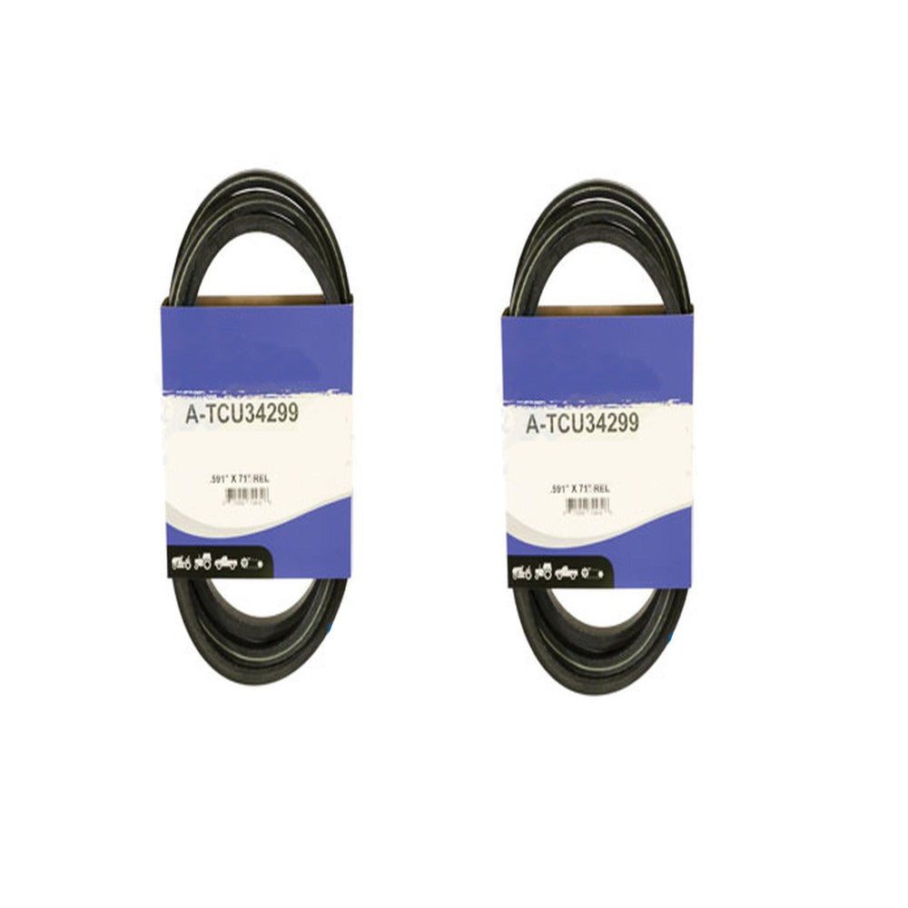 TCU34299 Traction Drive Belts (2) Two For Deere Zero-Turns Z985R Z945M Z965R