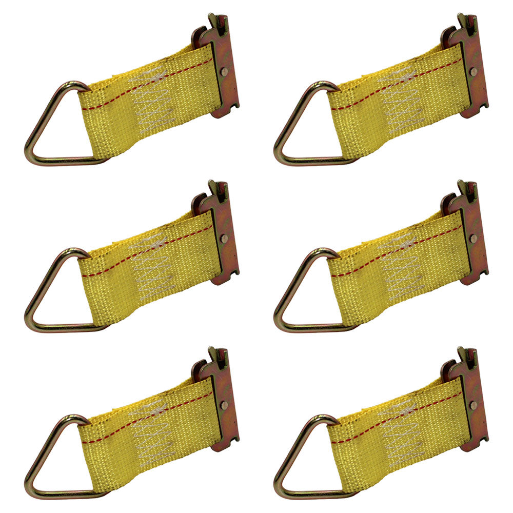 Set of (6) 2" Wide E-Track Cargo Trailer Tie Down Strap W/-D Ring 4,000 lbs