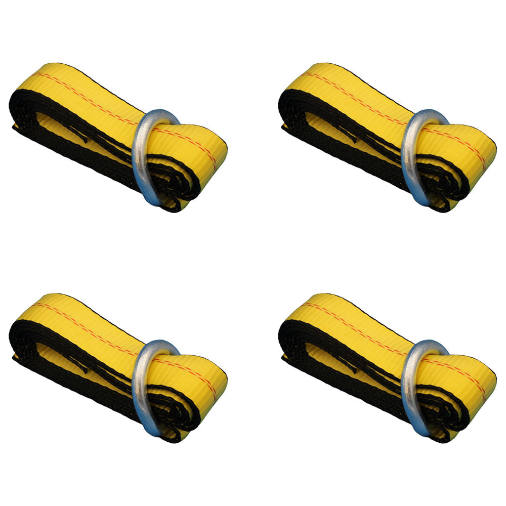 (4) Car Hauler Lasso Wheel Tie Down Straps 8' w/D-Ring for Tow Dolly Tow Truck
