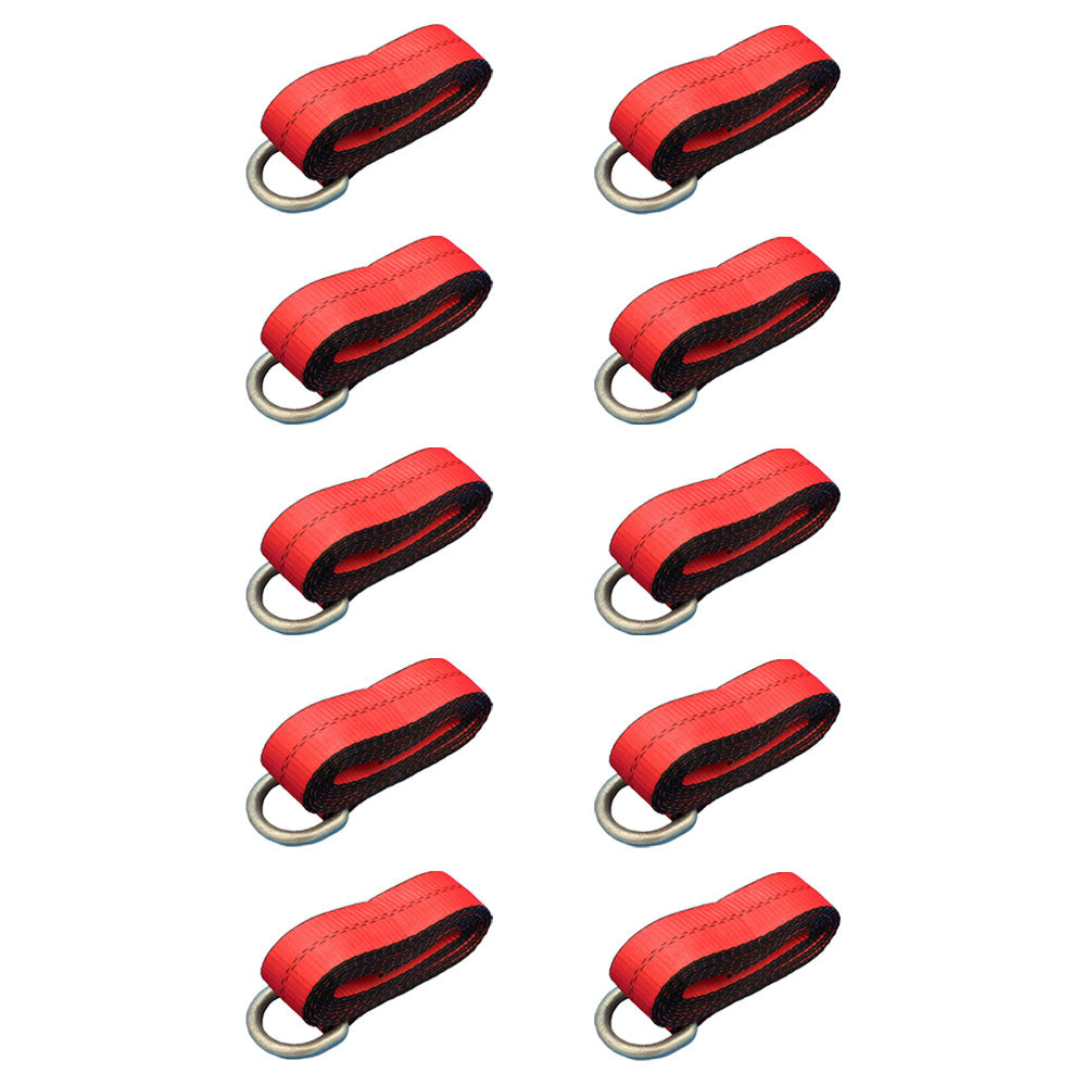 Qty 10: Heavy Duty Lasso/Wheel Lift Straps (Red) Fits Universal Replaces N/A