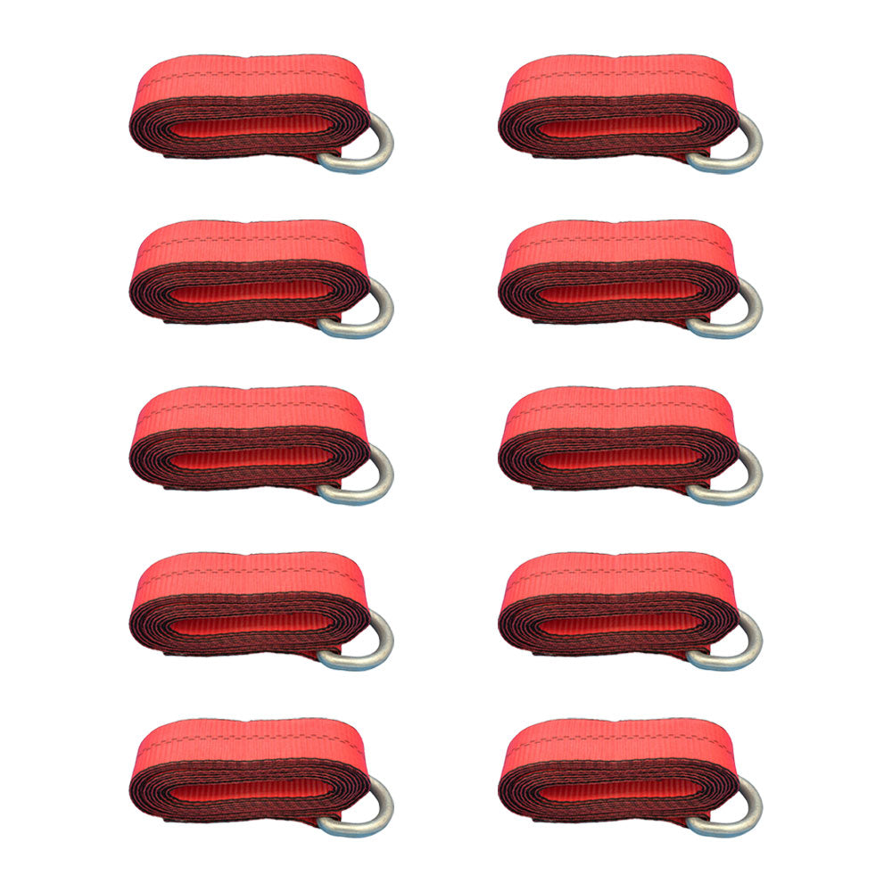(10) Car Hauler Lasso Wheel Tie Down Straps 12' w/D-Ring for Tow Dolly Tow Truck