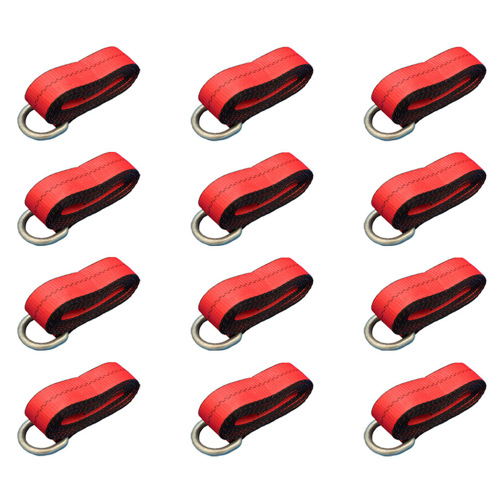 (12) Car Hauler Lasso Wheel Tie Down Straps 12' w/D-Ring for Tow Dolly Tow Truck