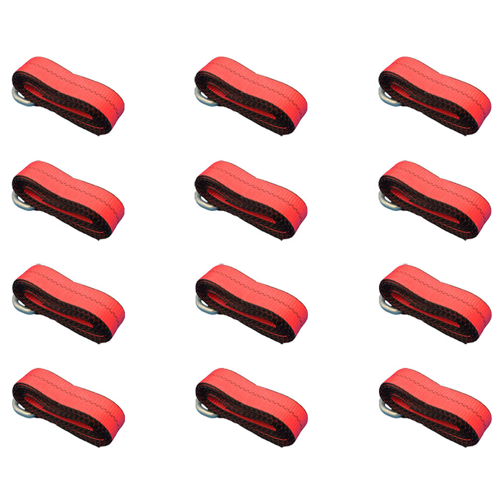 (12) Car Hauler Lasso Wheel Tie Down Straps 12' w/D-Ring for Tow Dolly Tow Truck