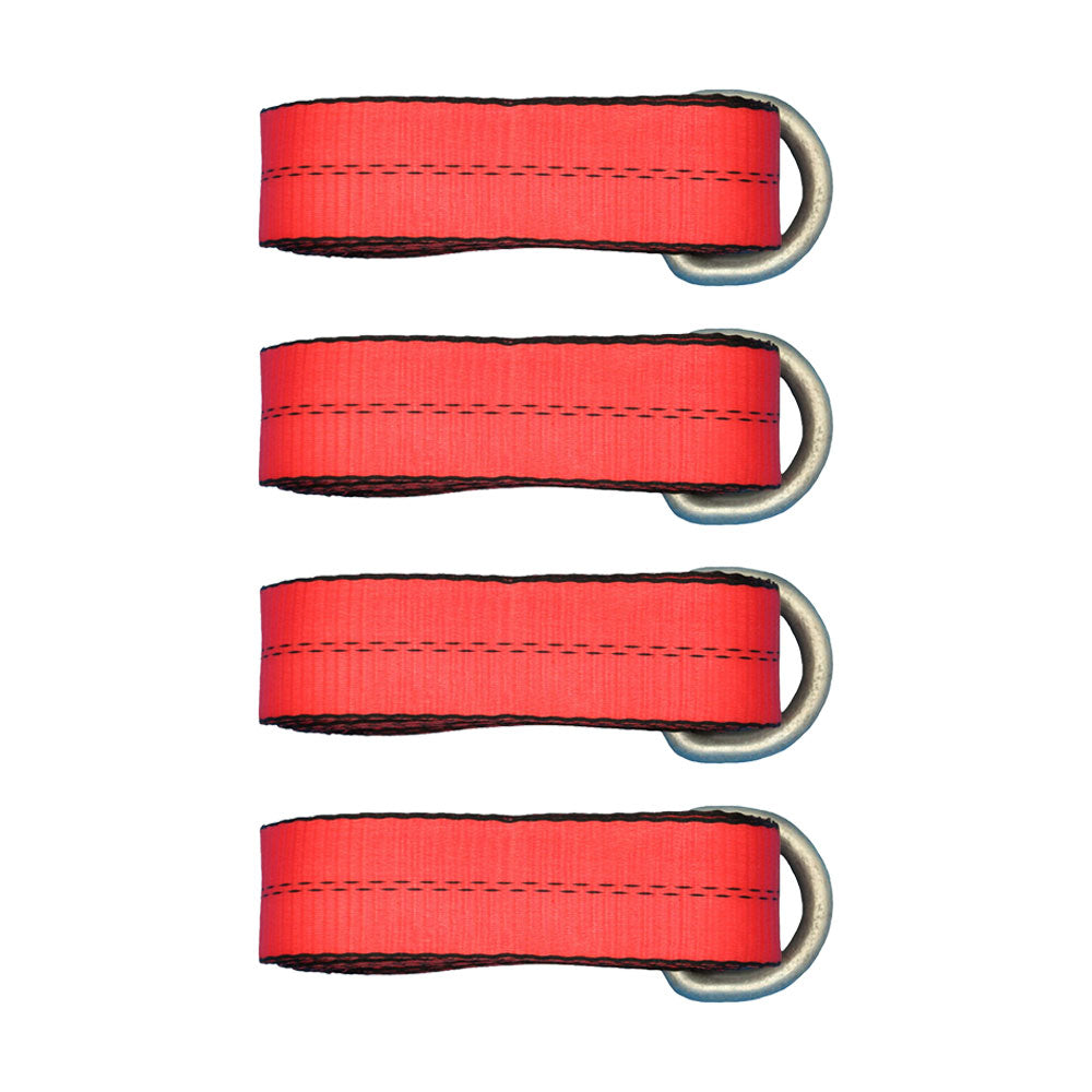 Qty 4: Heavy Duty Lasso/Wheel Lift Straps (Red) Fits Universal Replaces N/A