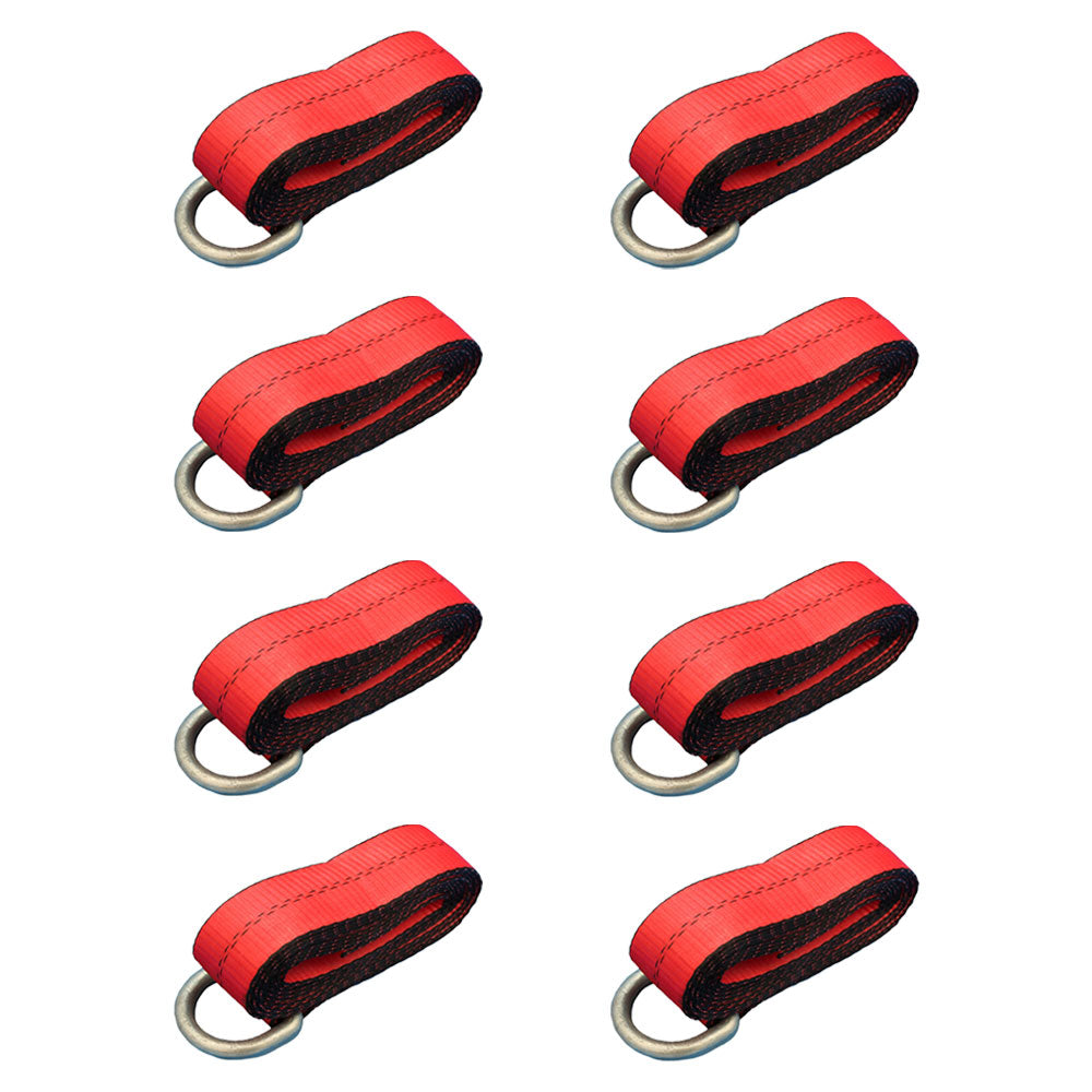 Qty 8: Heavy Duty Lasso/Wheel Lift Straps (Red) Fits Universal Replaces N/A