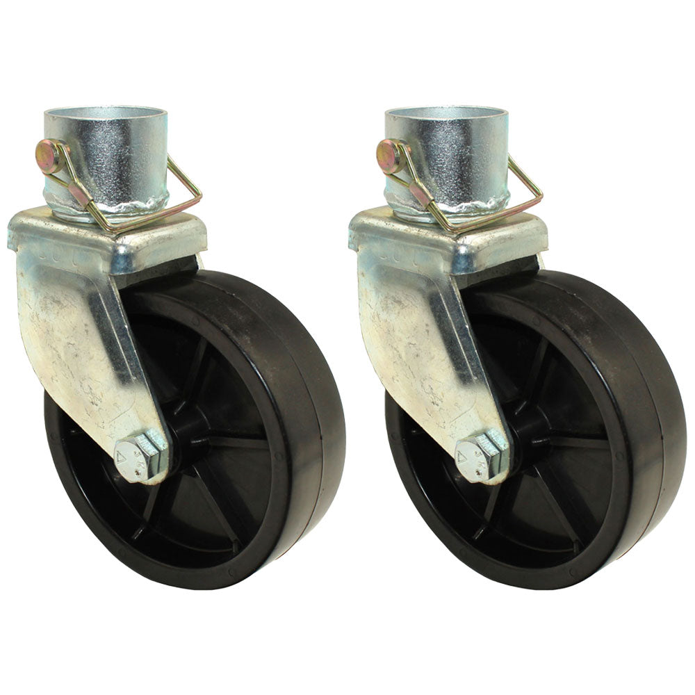 1200 lbs 6" Trailer Swirl Jack Caster Wheels w/ Safety Pin - Set of Two (2)