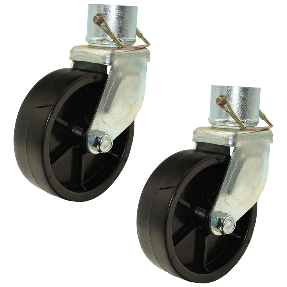 Two (2) 6" Trailer Swirl Jack Caster Wheels w/ Safety Pin 1200 lbs - Boat Hitch