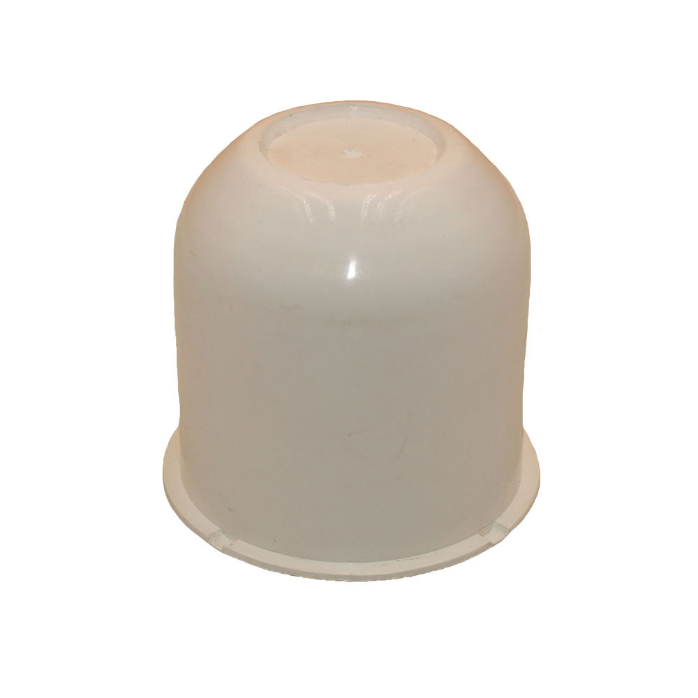 (1) One New Aftermarket Replacement White Trailer Wheel Hub Center Cap