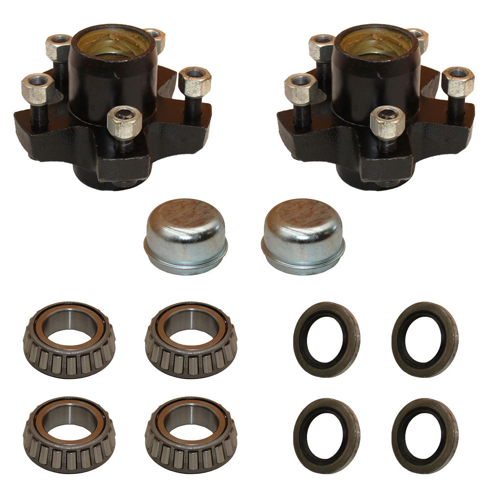 (2) Trailer Idler Hub Kits for Most 2000 lb. Axle 1" Straight Spindle 5 on 4.5"