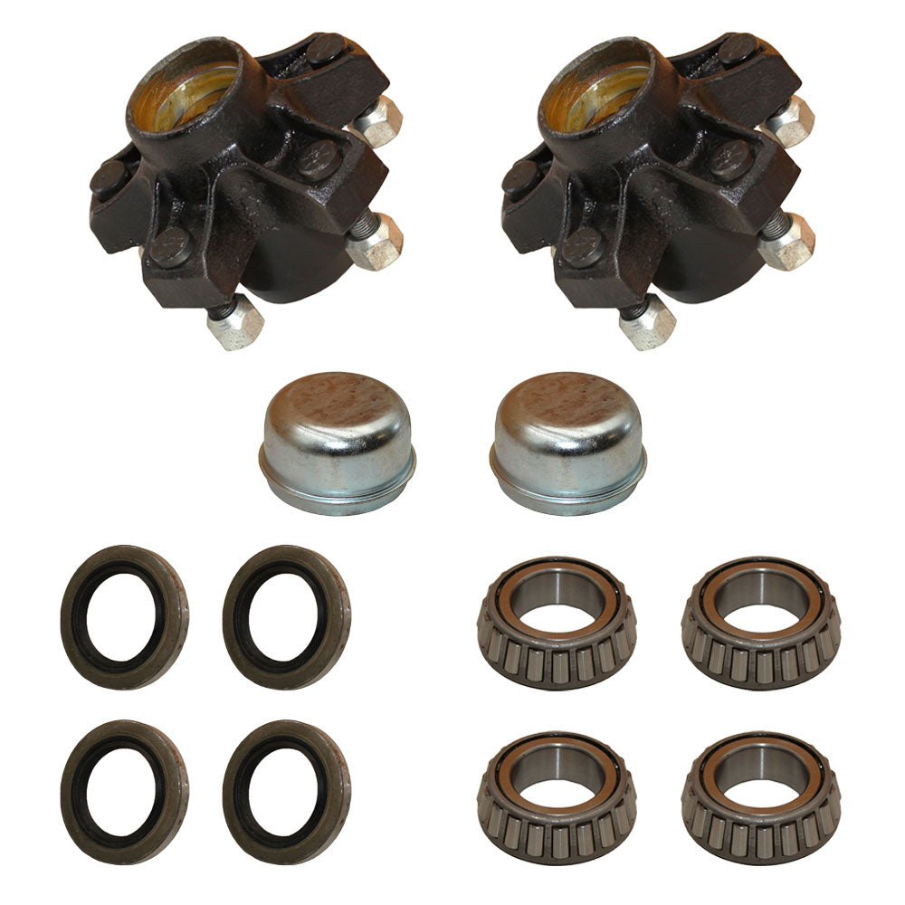 (2) Trailer Idler Hub Kits for Most 2000 lb. Axle 1" Straight Spindle 5 on 4.5"