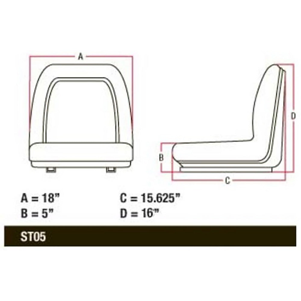 A-TMS111BL-AI Seat, Michigan Style, w/ Slide Track, Deluxe Cushion, BLK
