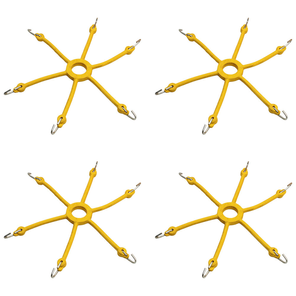 Set of 4 Yellow Tire Chain Adjusters 11"–16" Rims Rubber Spider Tensioners