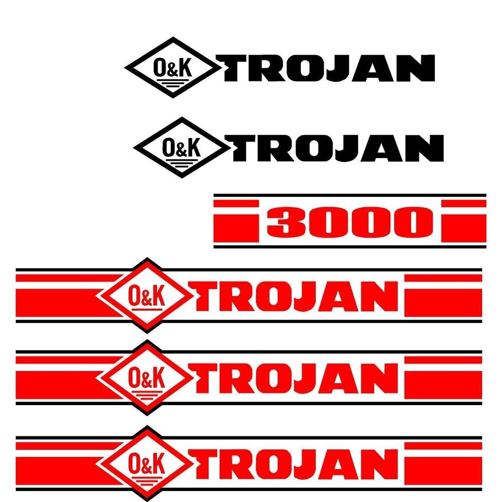 Trojan Wheel Loader 3000 Black & Red Decal Set with O & K Decals