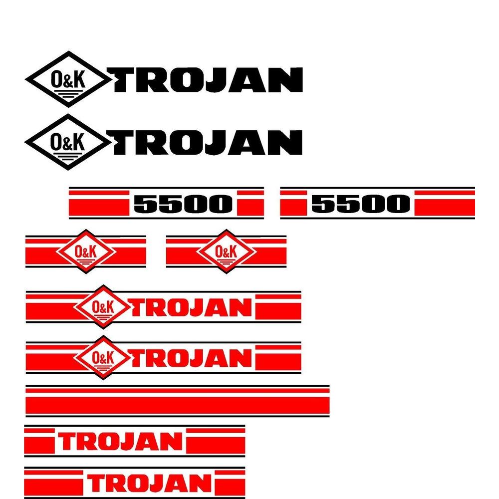 Trojan Wheel Loader 5500 Black & Red Decal Set with O & K Decals